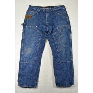 Wrangler Riggs Workwear DuraShield Distressed Blue Denim Jeans Size 40×30